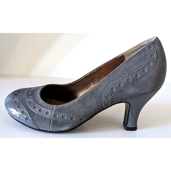 New In Box Hush Puppies Steps Women Heels Stiletos Size 7W Gray Leather Slip On - Picture 1 of 6